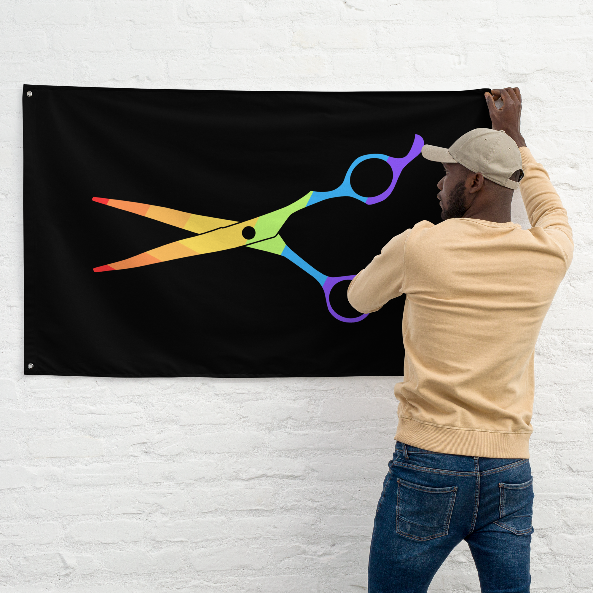 Proud Stylist Rainbow Shears Flag